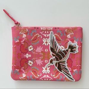 Indigo Beaded and Embroidered Bird Pouch